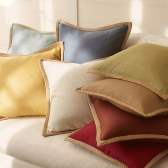 Pottery Barn Accents Pottery Barn Jute Braid Linen Pillow Cover 2